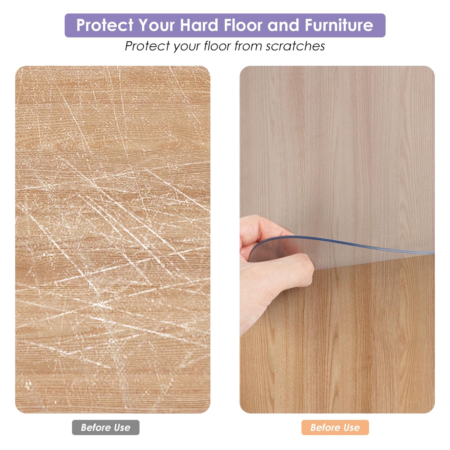 Vicwe Area Mat for Hard Floor, 4.75'×7' Clear Area Rug for Home, PVC Non-Slip Floor Protector for Dining Room, Large Anti-Scratch Floor Mats for Kitchen,Laundry Room