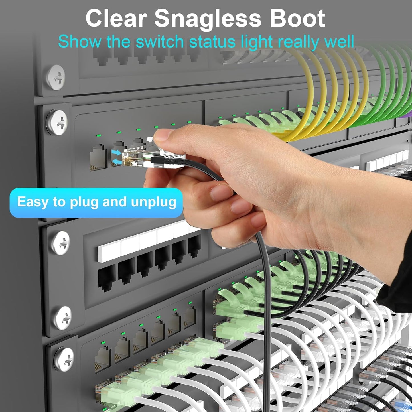 Xcftaud 6 3 (24Pack), Cat6a 10Gbps 550Mhz, Cat6, Cat6a Setup, Cat Patch Cables feet Slim Ethernet Patch Cable UTP Pure