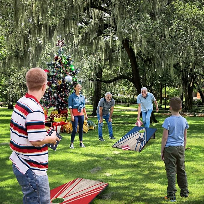 Cornhole Board Set with Carrying Bags & 8 Bean Bags Corn Hole Boards Bean Toss Game for Adults Family Outdoor Lawn Outside Backyard Games