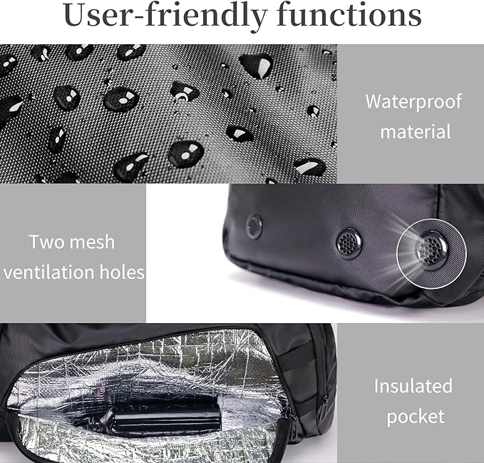 Duffle Bag for Travel, Carry on Gym Bag for Men, Waterproof Sport Bags with Shoe Compartment, 40L Lightweight Weekender Bag for Camping, Hiking, Trips - Black (Basic)