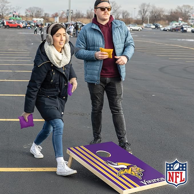 NFL 2' x 3' Solid Wood Cornhole Set with Direct Print HD Team Graphics – Great Gift for Any Football Fan! Bean Bag Toss Family Outdoor Games