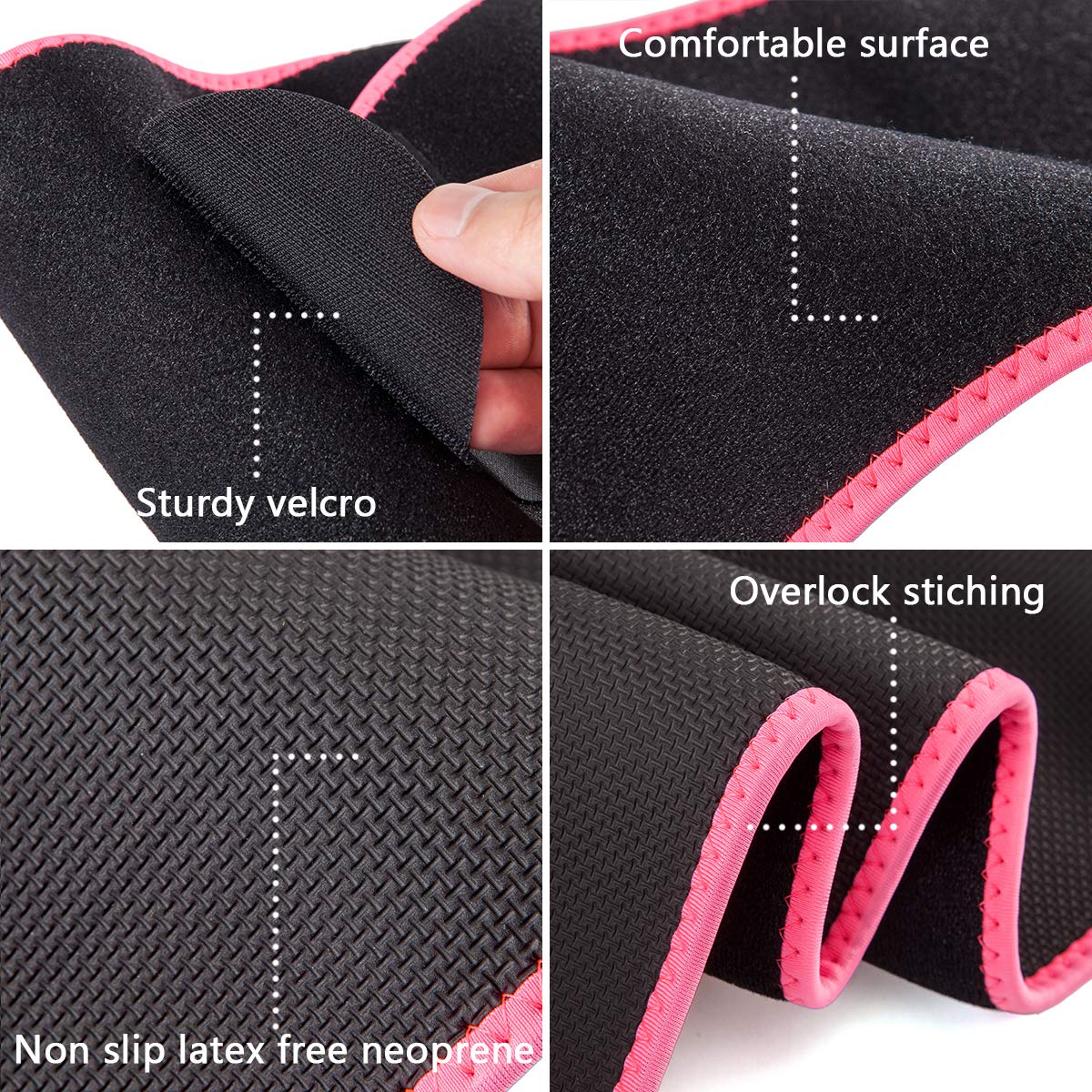 GIRLADY Stomach Sweat Band for Women - Sweat Waist Trimmer Belt Workout Waist Trainer Neoprene ab Wrap with Pocket Pink, Large