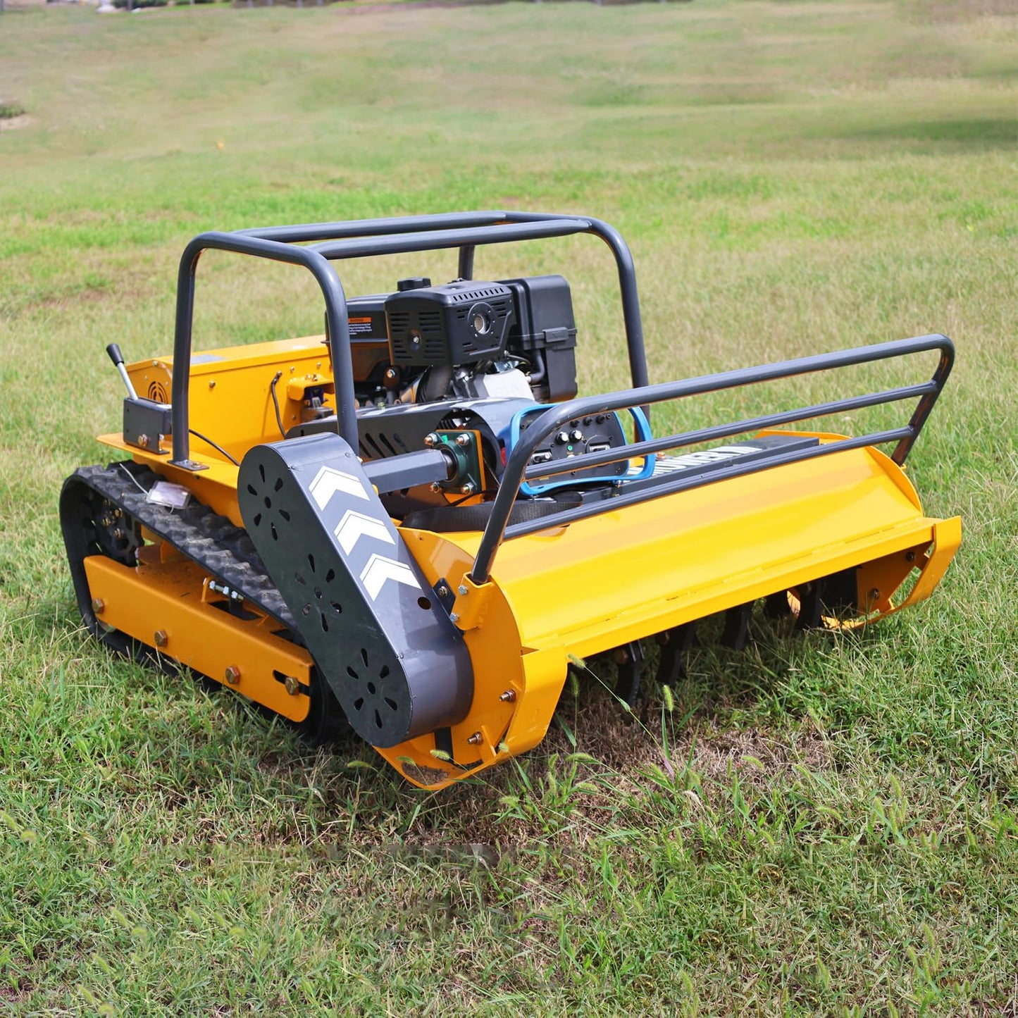 Remote Control Flail Mower with 459cc High-Power Engine | 39.4" Hybrid Commercial Crawler | Conquers 55° Slopes & Rugged Terrain | Gas-Electric Lawn Mower for Steep Hills & Tough Landscapes