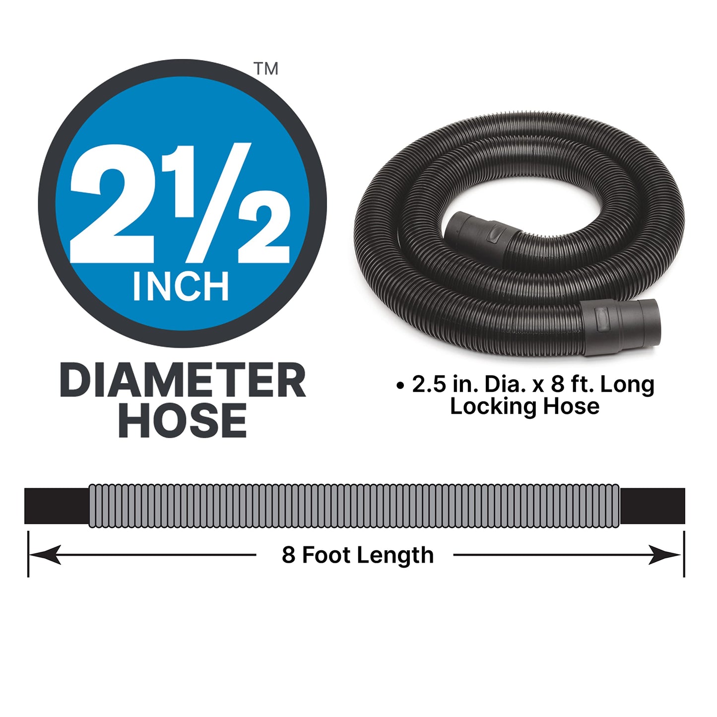 Shop-Vac 9601806 18 Gallon Wet/Dry Utility Vacuum, 6.0 Peak HP, 2.5 Inch Diameter x 8 Foot Hose, 20 Foot Cord, Design for Powerful Suction