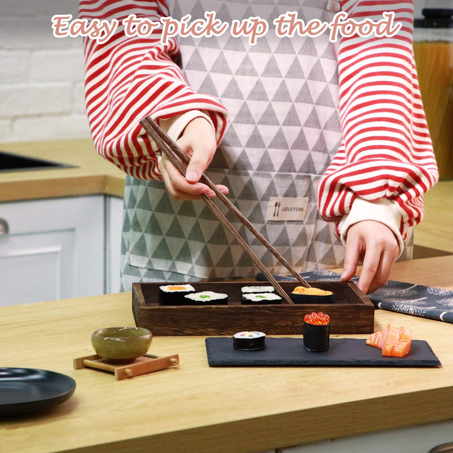 Patelai 10 Pairs Wooden Cooking Chopsticks Reusable 12 Inch Extra Long Chop Sticks Natural Chinese Style Chopsticks for Noodles, Frying, Hot Pot, Cooking