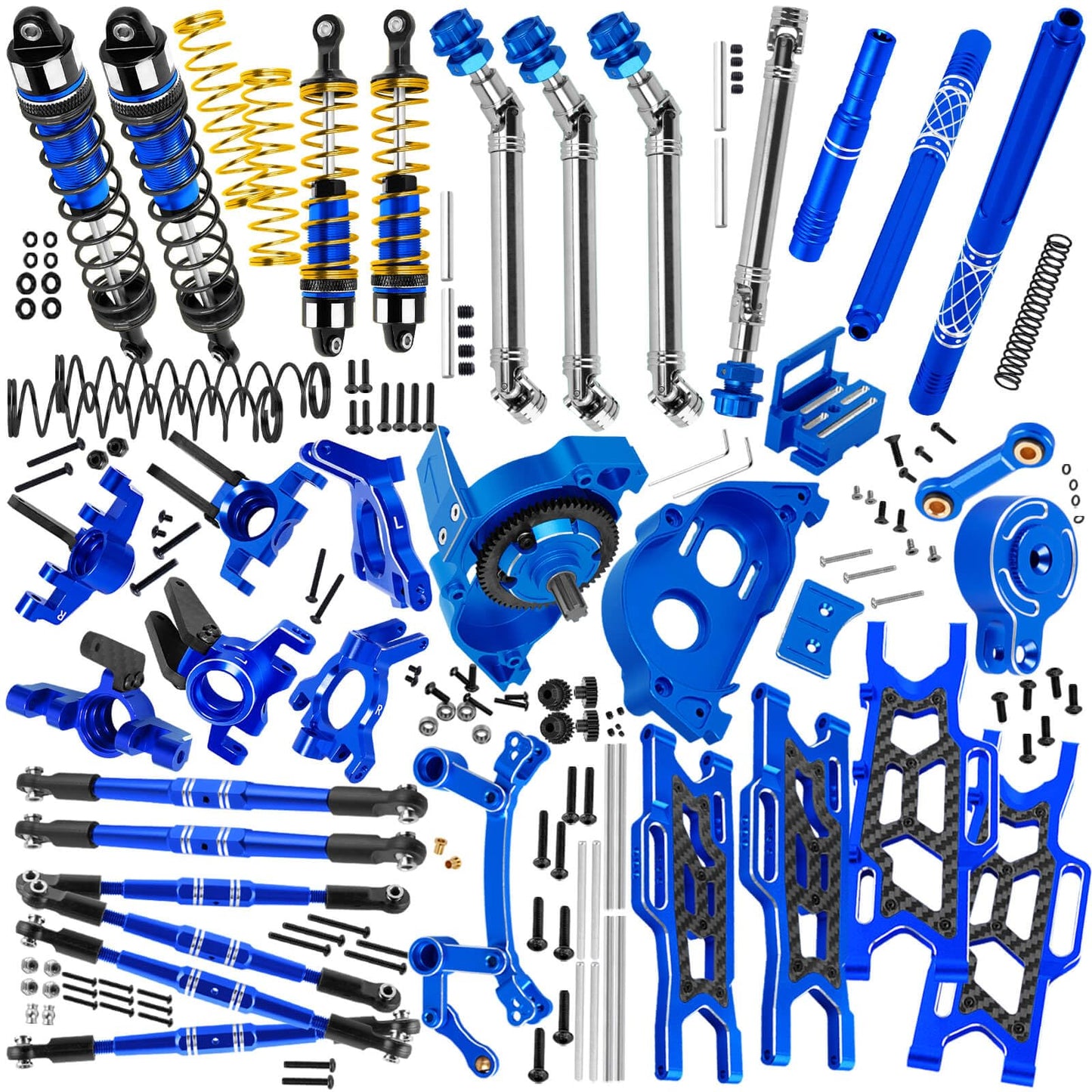 hopsupRC Upgrade Parts for 1/10 Kraton Outcast 4X4 4S V2 BLX,RC Shocks&Arms&Caster Blocks hubs&25T Servo Saver&Steering Bellcranks&CVD&57T Spur Gear &Gearbox&Center Driveshafts&Links,Blue