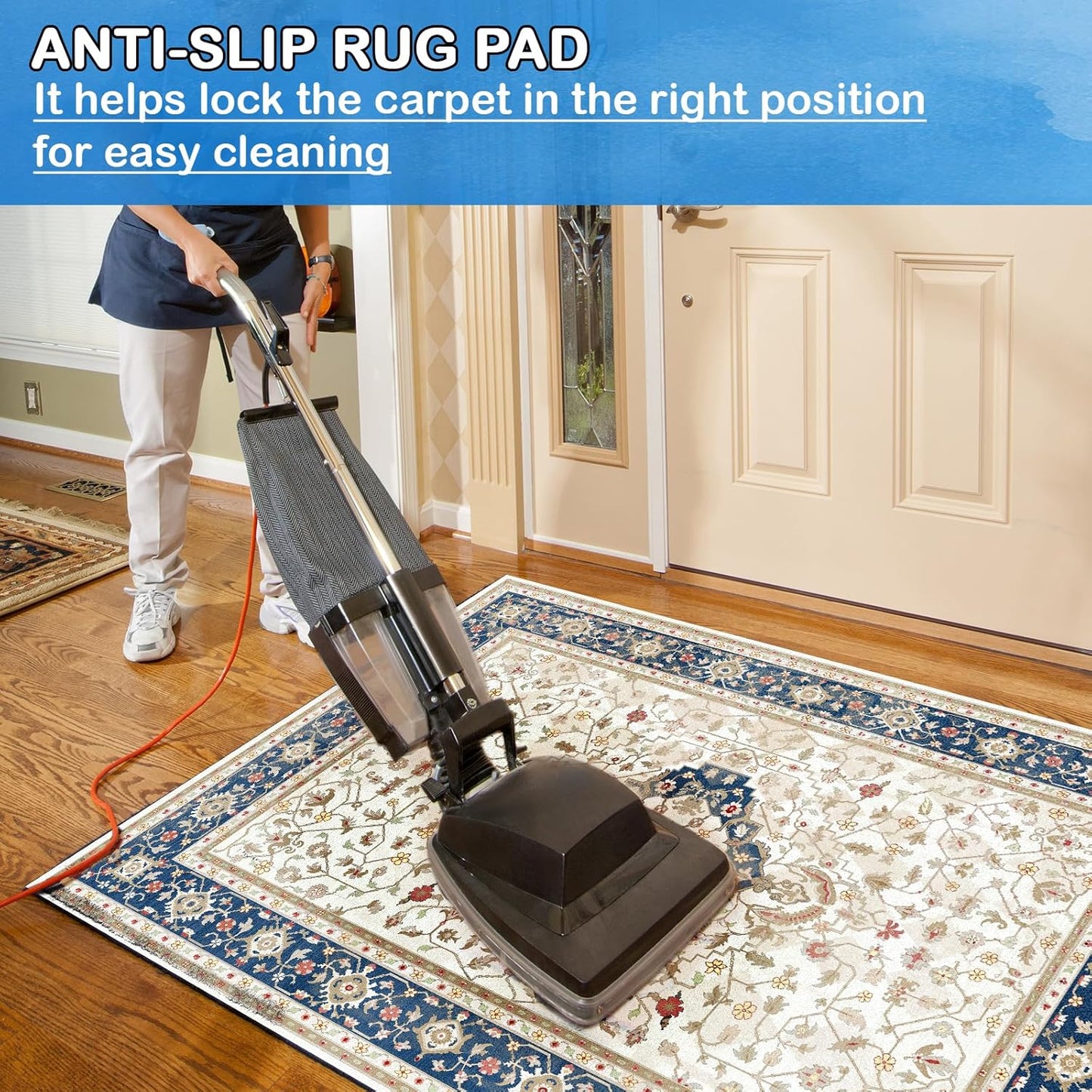 Skiennix Non-Slip Rug Pad - 100% Waterproof & Durable | Extra Large 8 x 10 ft for All Floors