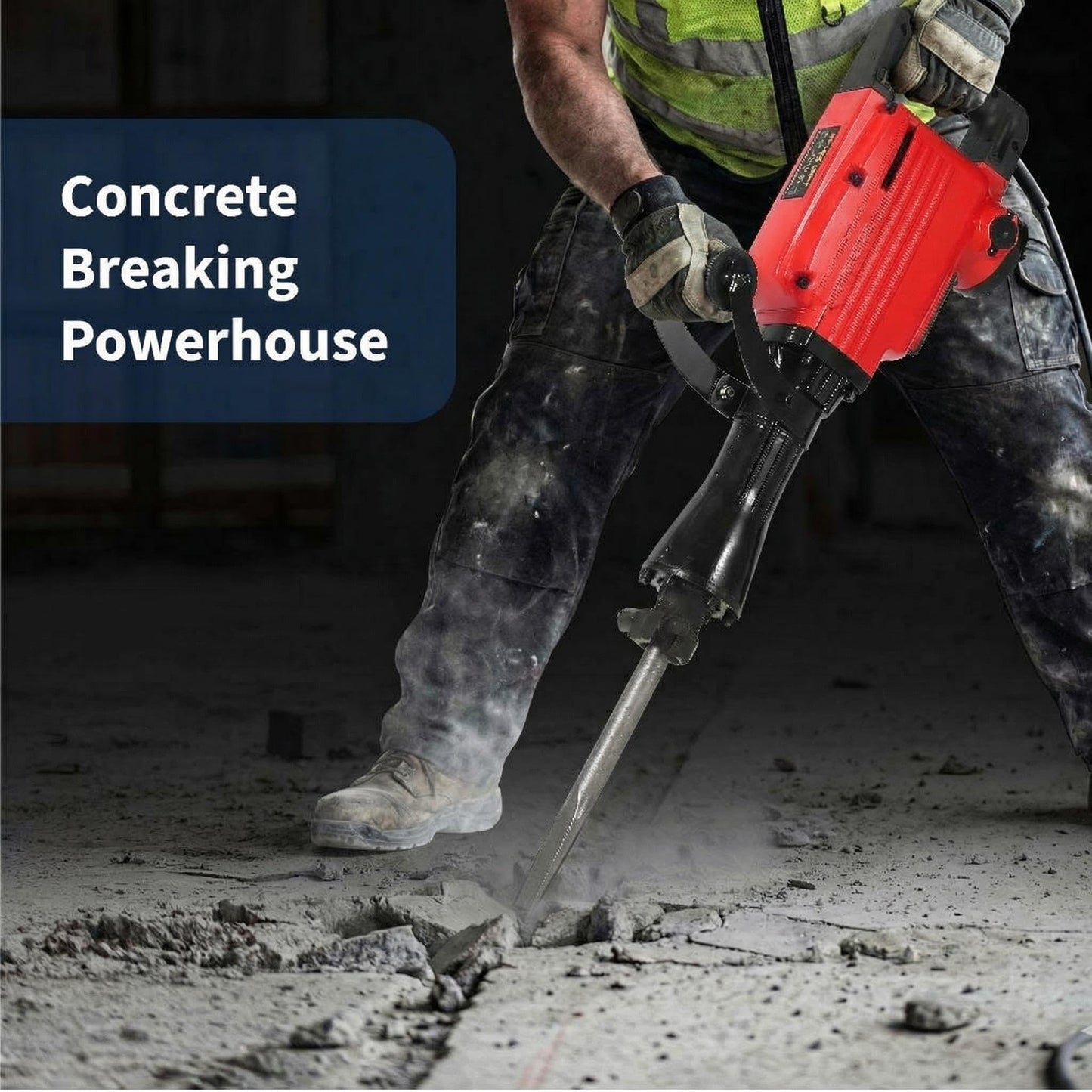3600W Electric Demolition Jack Hammer, 1900 BPM Heavy Duty Jack Hammer Concrete Breaker, 2pcs Chisel w/Gloves & 360°C Swiveling Front Handle for Trenching and Breaking Holes