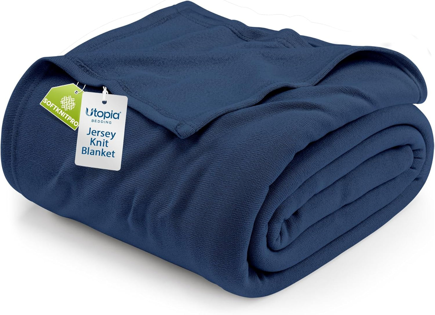 Utopia Bedding Knit Blanket - Soft Lightweight Jersey Queen Size (90x90 Inches) - Navy Color for Bed & Couch