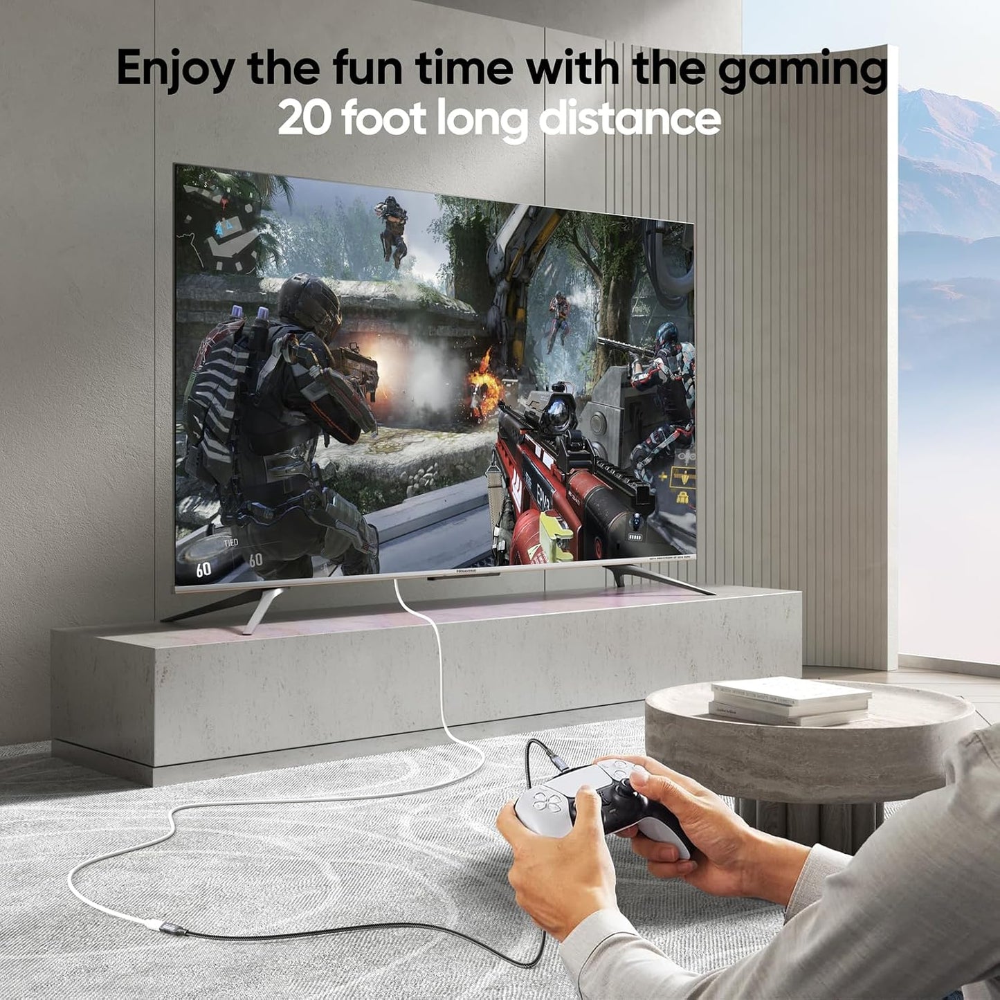20ft 4K@60Hz 100W 10Gbps 3.2 Gen2 USB C Extension Cable Long, Upgraded Monitor & Charging & Data Transfer USB-C