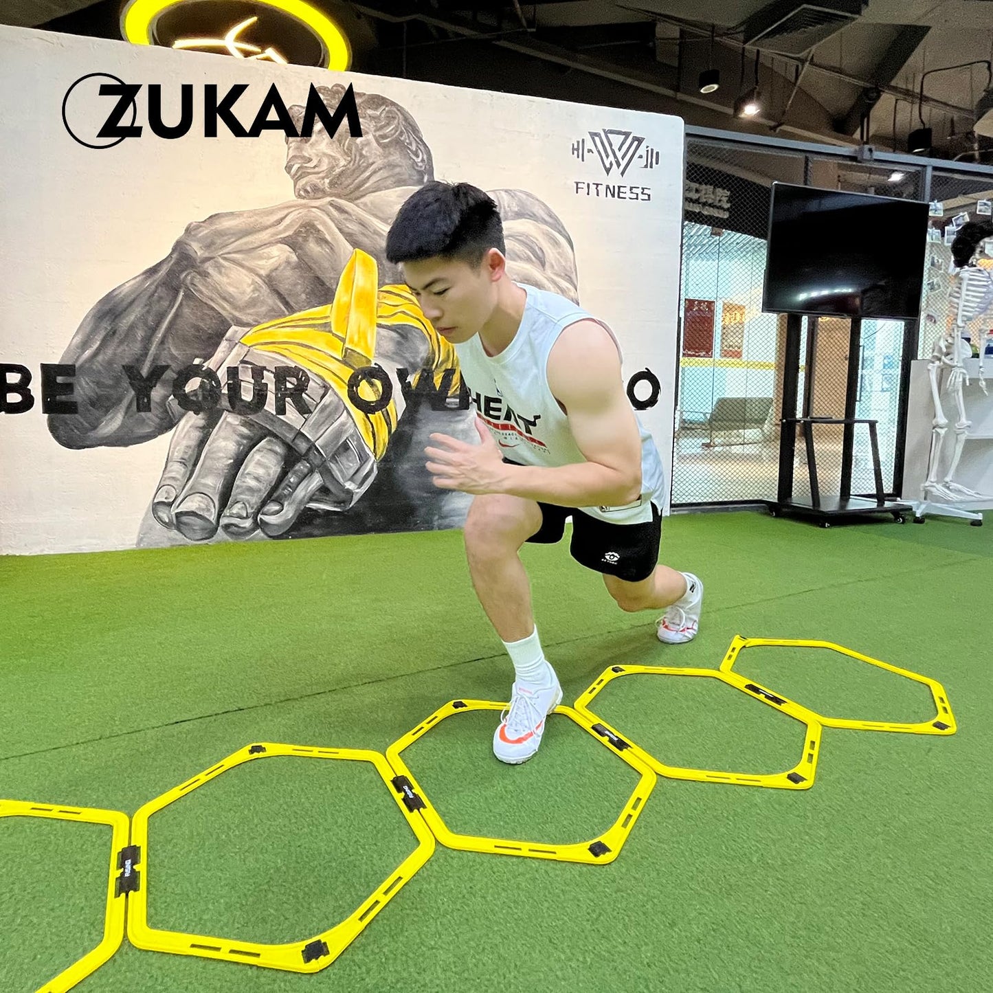 ZUKAM Hex Agility Rings for Speed Training & Agility Footwork Training Speed Hurdles Ladder (6 Ring)