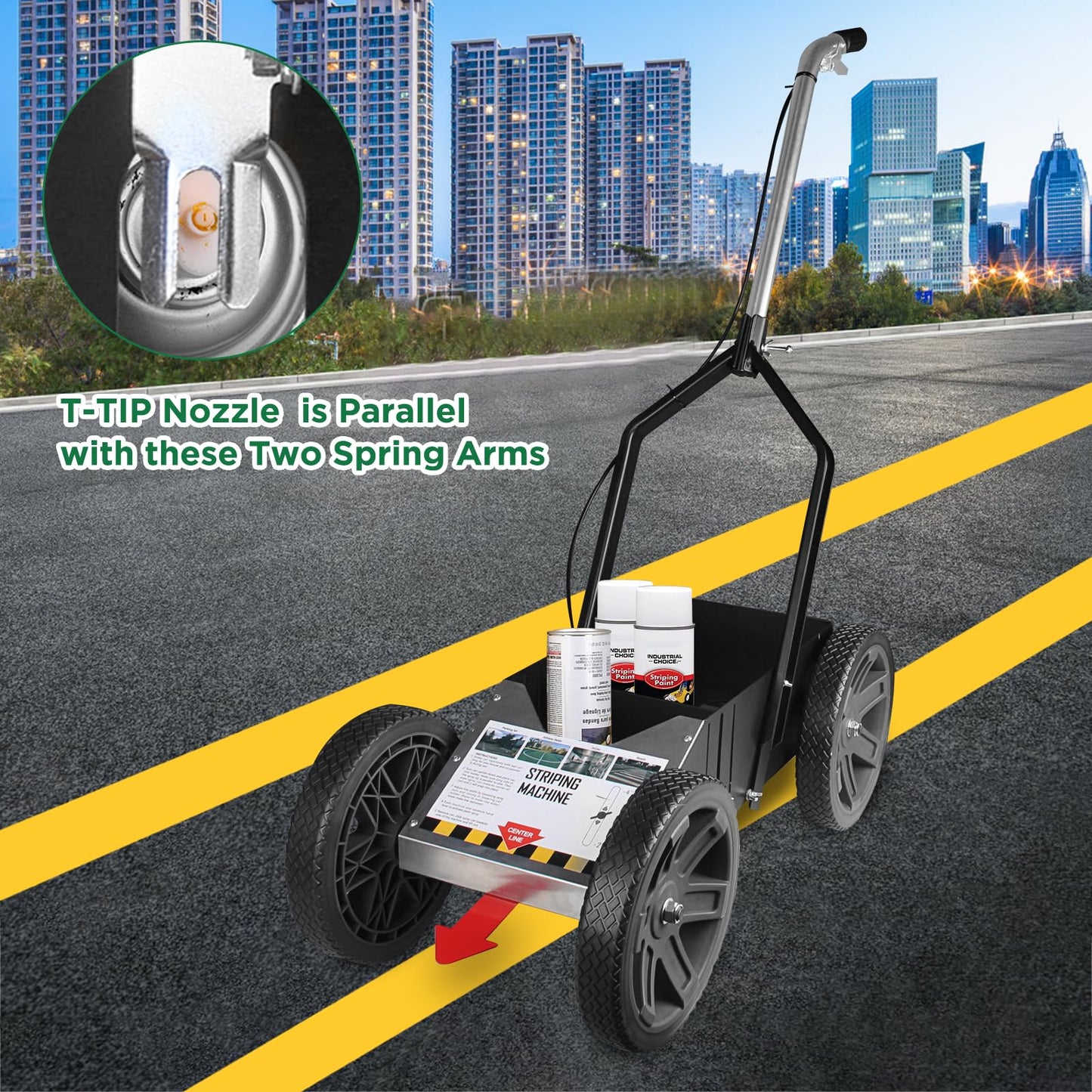Lbraxyi High-Performance Striping Line Marking Machine, Athletic Field Striping Machine, Parking Lot Striping Machine, Soccer Field Striping Machine, Work with Inverted Striping Spray Paint, Black