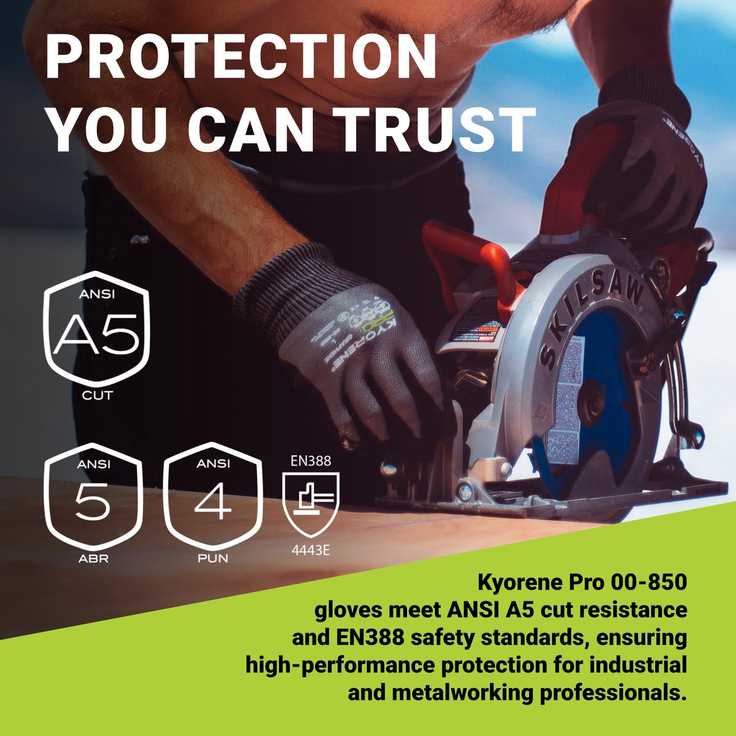 Armor Guys Kyorene Pro 00-850 A5 Cut Resistant Work Gloves - Graphene, Nitrile Grip, Breathable for Sheet Metal Handling - XL, 12 Pairs