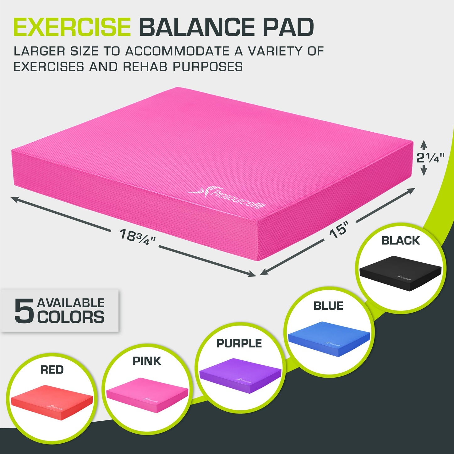 ProsourceFit Exercise Balance Pad – Large Cushioned Non-Slip Foam Mat & Knee Pad for Fitness, Stability Training, Physical Therapy, Yoga 15"x19", Pink