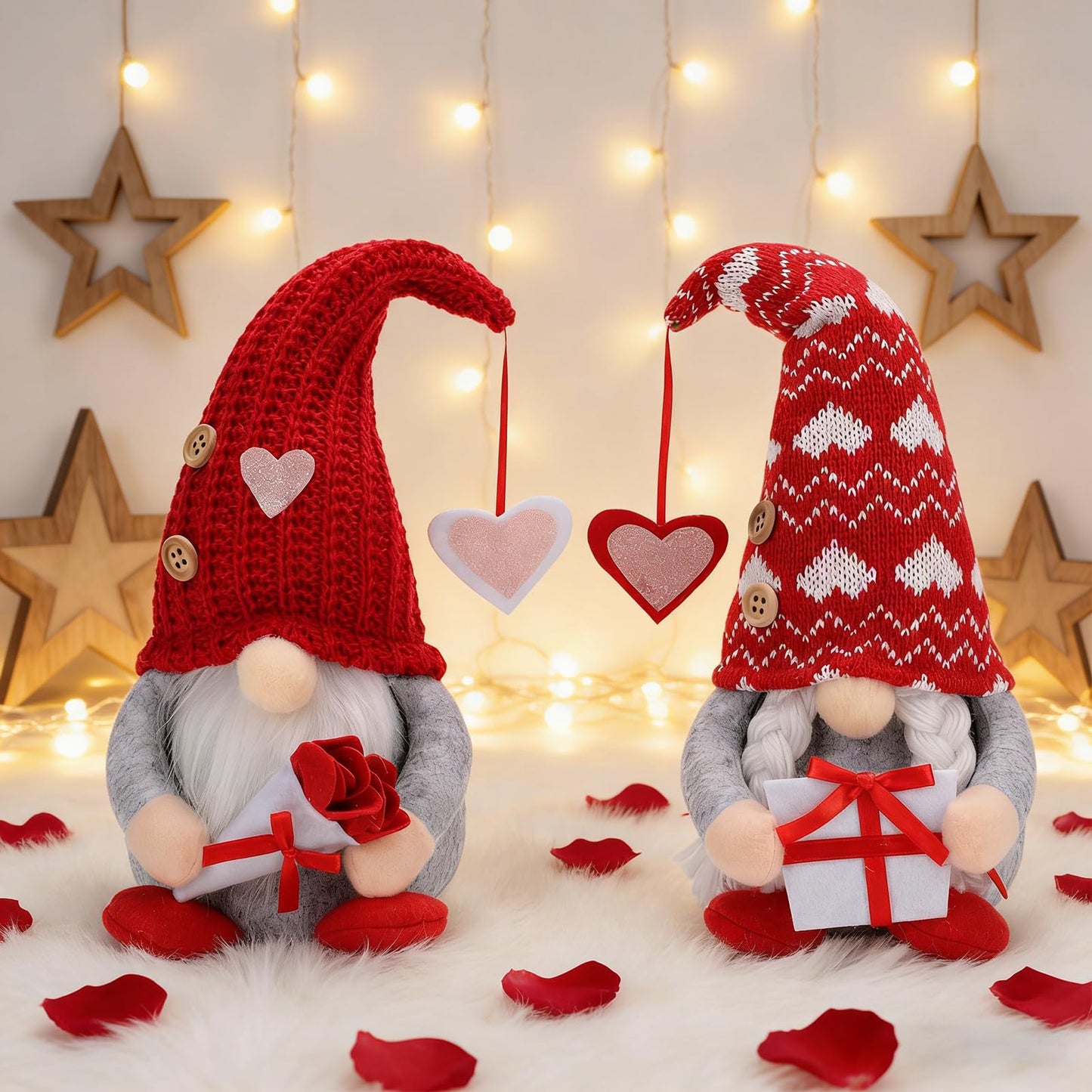Poonhnxz Valentine's Day Gnome Plush,Valentine Couple Plush Gnomes Decorations for Home, Indoor, Office - Valentine Gifts for Her, Wife, Teacher, Girls - Wedding Gift for Husband & Wife