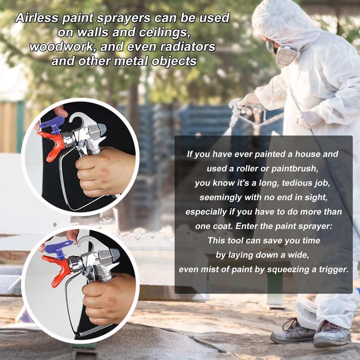 925 Commercial Airless Paint Sprayer, 0.66 GPM High-Efficiency Sprayer with 50ft Hose & 3 Nozzle Tips, Electric Paint Sprayer for House, Fence, Deck, 3-Year Warranty (Commercial Series)