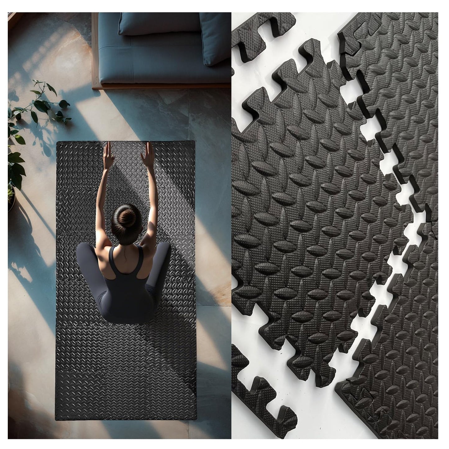 3x6 Feet Interlocking Foam Floor Mats (18-Pack) - 0.4"（10mm Thick Gym Mats for Home Workouts, Exercise & Play - Puzzle Tiles for Home Gym, Yoga, Kids Area.