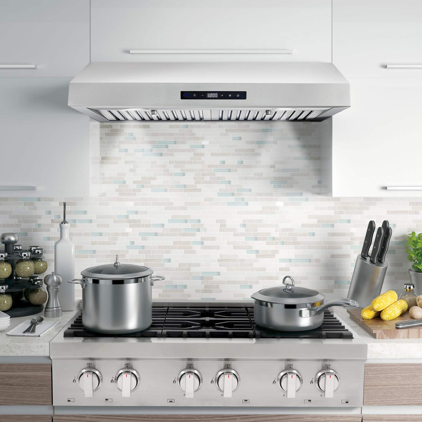 COSMO UMC30 30 in. Haven Collection 380 CFM Ducted Under Cabinet Range Hood, LED Lights, Touch Controls, Stainless Steel