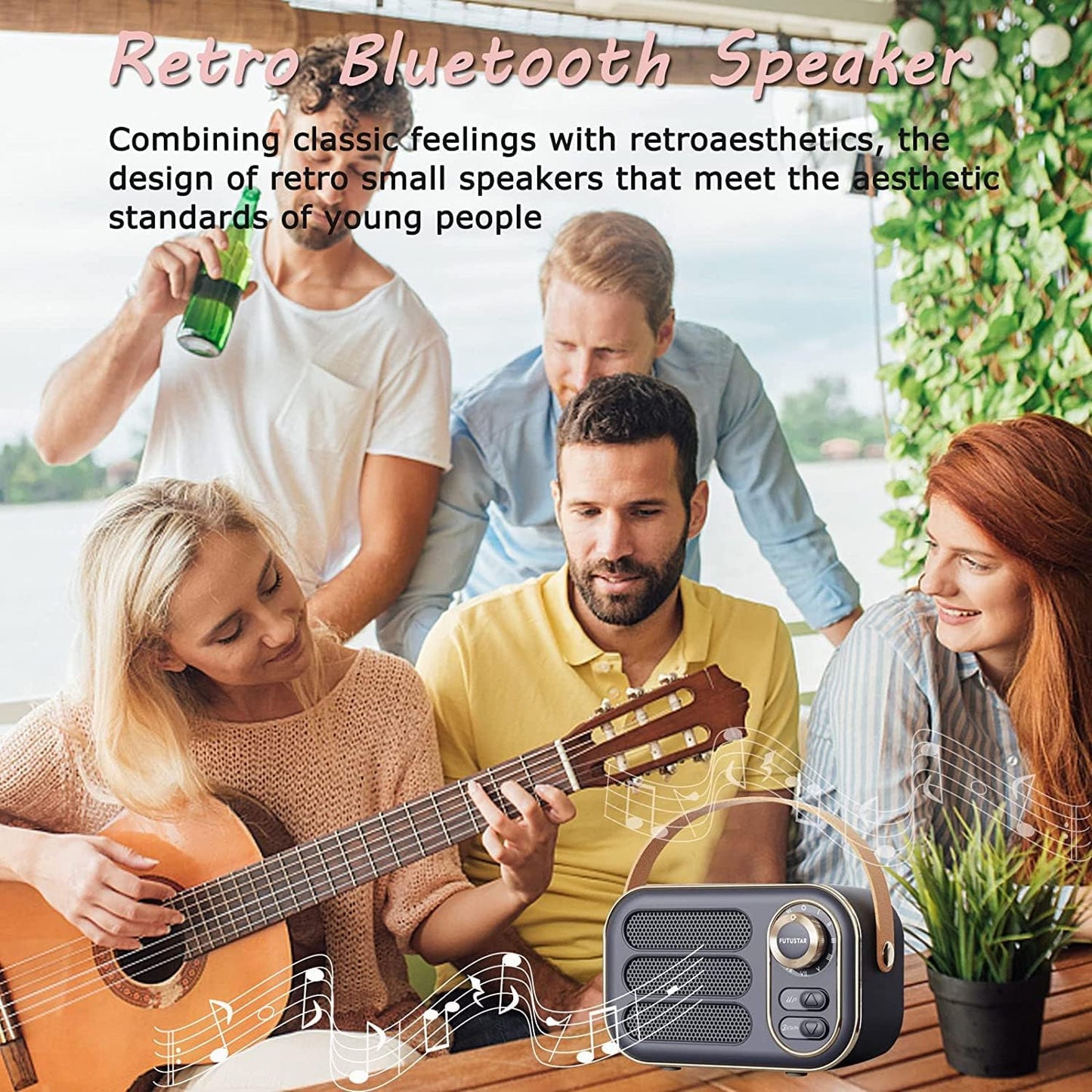 Anliato Retro Speaker, Vintage Portable Speakers with Loud Volume Support TF Card U Disk AUX Input Old Style