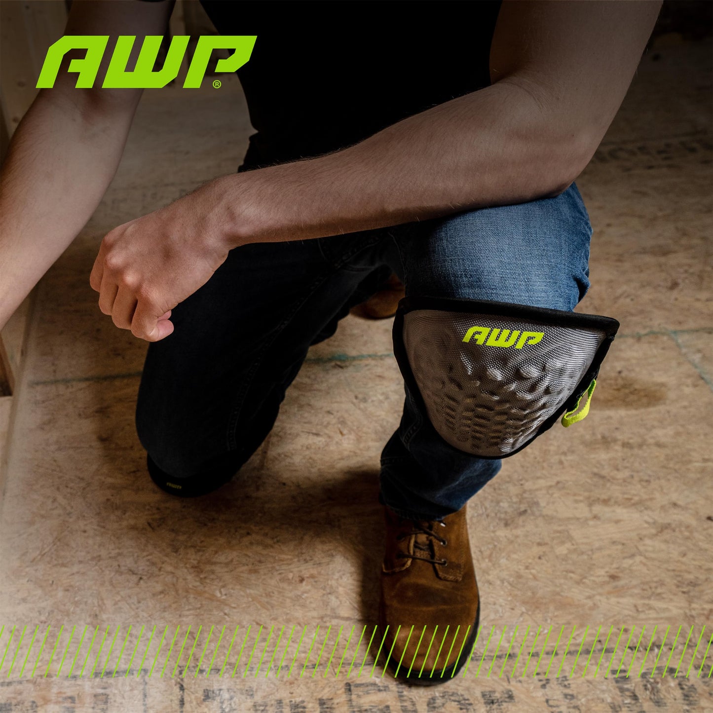 AWP Gel Pro Flooring Knee Pads | Gel/foam padding provides all-day comfort (4 Pairs)