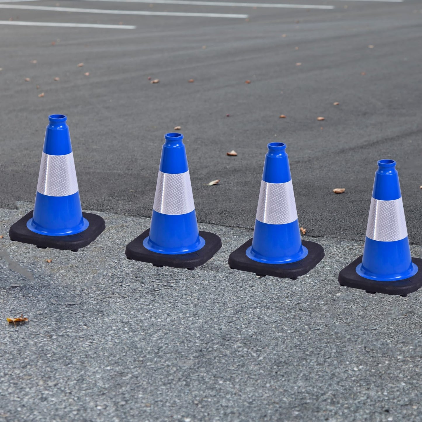 OranclUS 8 Pack 12 Inch Blue Safety Cones Durable with Black Base, Driveway Markers, Skating Practice, Pet Agility Training, Parking Lot Use (8, Blue, 12 Inch)