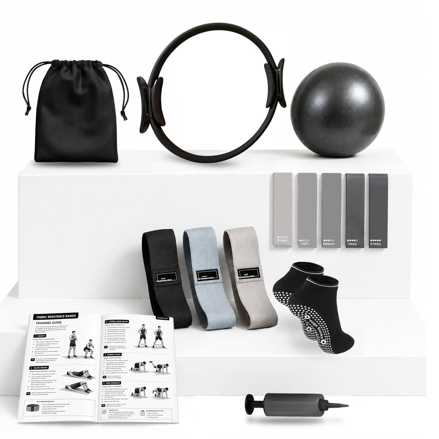 NGCORE Pilates Kit with 15-Inch Pilates Ring & Small Pilates Ball, Exercise Bands Resistance Bands Set - Workout Equipment and Accessories - Pilates Equipment for Full Body Workout, Pilates Essentials