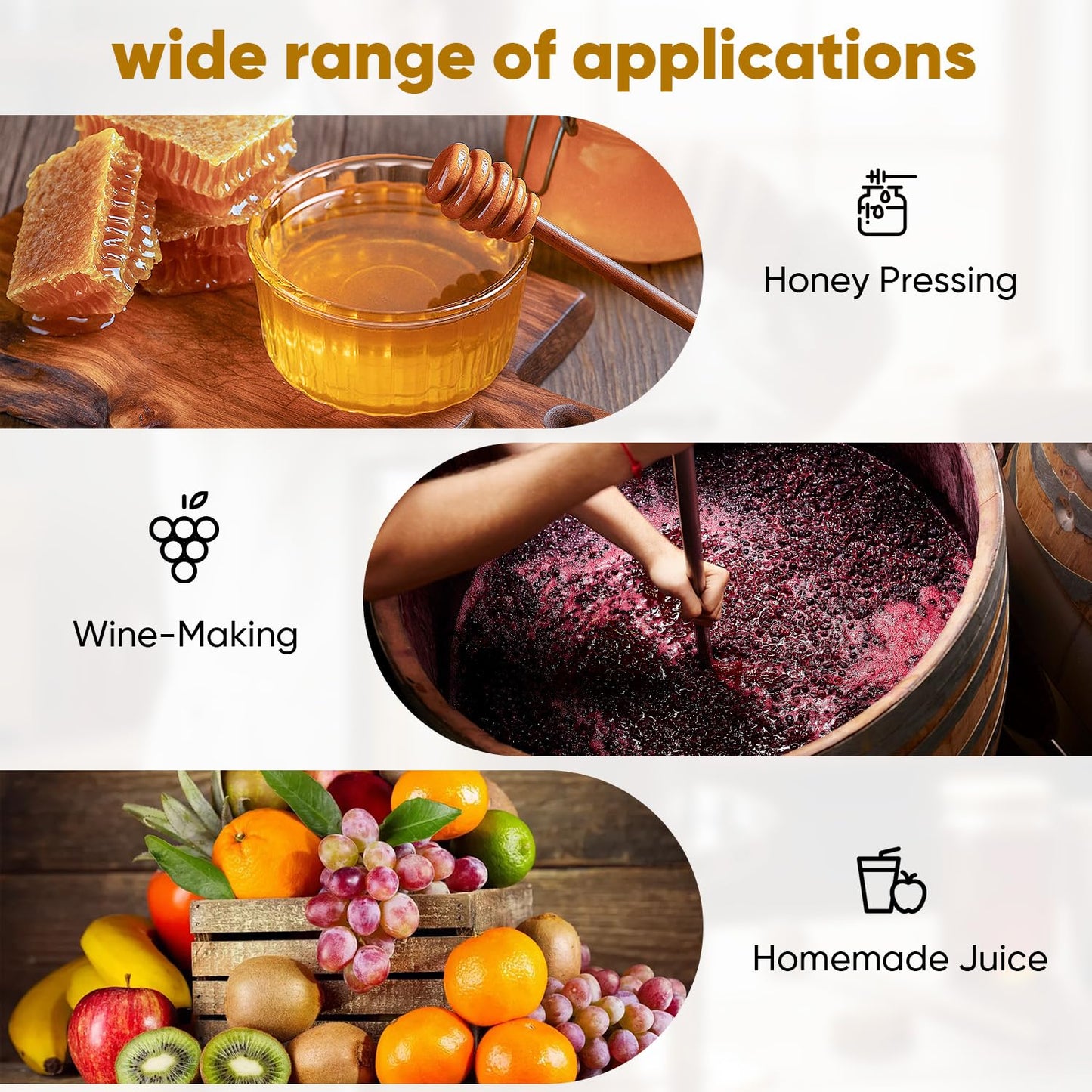 FWTRMRC Honey Press, 3.5 Gallon Honey Extractor Manual Stainless Steel Bee Honey Press Extractor Household Manual Mesh Honey Press Extractor Machine for Wine Honey and Juice Making
