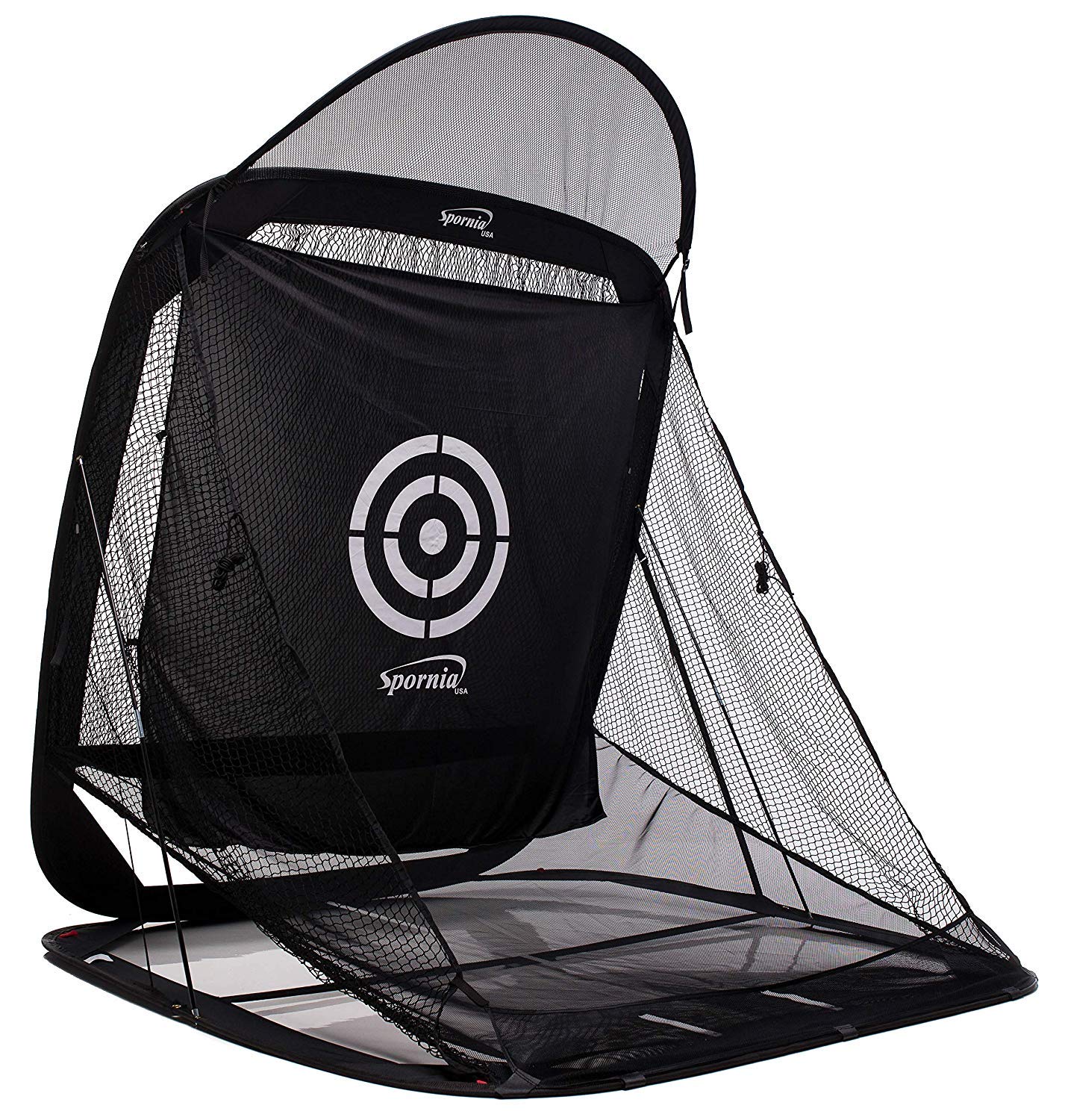Spornia SPG-7 Golf Practice Net - Automatic Ball Return System W/Target Sheet, Two Side Barrier (with Roof)