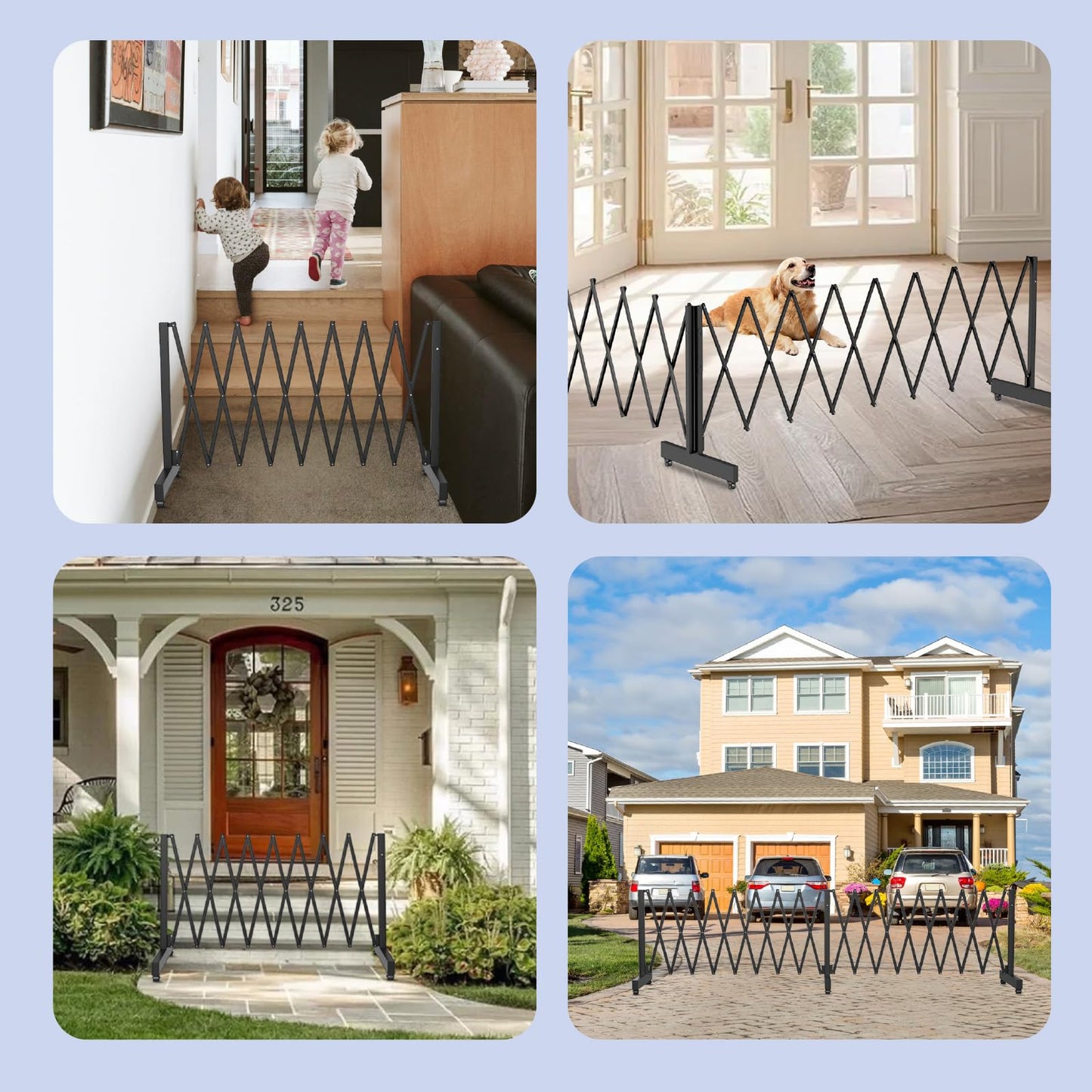 23FT Industrial Expandable Barricade, Folding Security Gate with Wheels, Retractable Driveway Gate, Adjustable Traffic Fence for Construction Site, Traffic Control, Cordon, Elevator, Garage