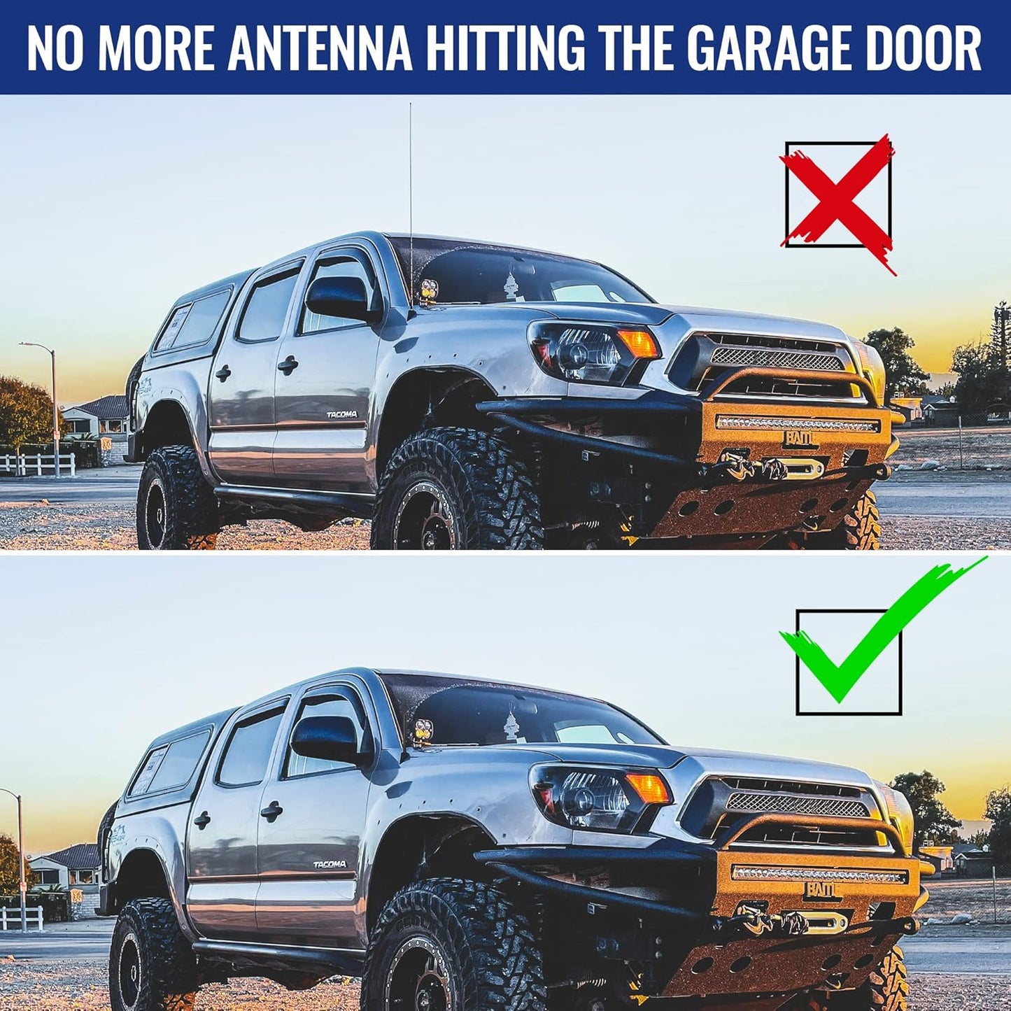 KSaAuto 6 3/4 Inch 1995-2015 Antenna for Toyota Tacoma - Flexible Rubber Short Tacoma Antenna for FM AM Reception