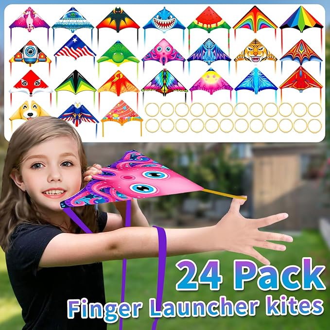 Mini Kites for Kids,Finger Launcher Kites Easy to Fly,Party Favors for Kids 4-8-12 Outdoor Toys Beach Games,Treasure Box Toys for Classroom Prizes Mini Kite Bulk