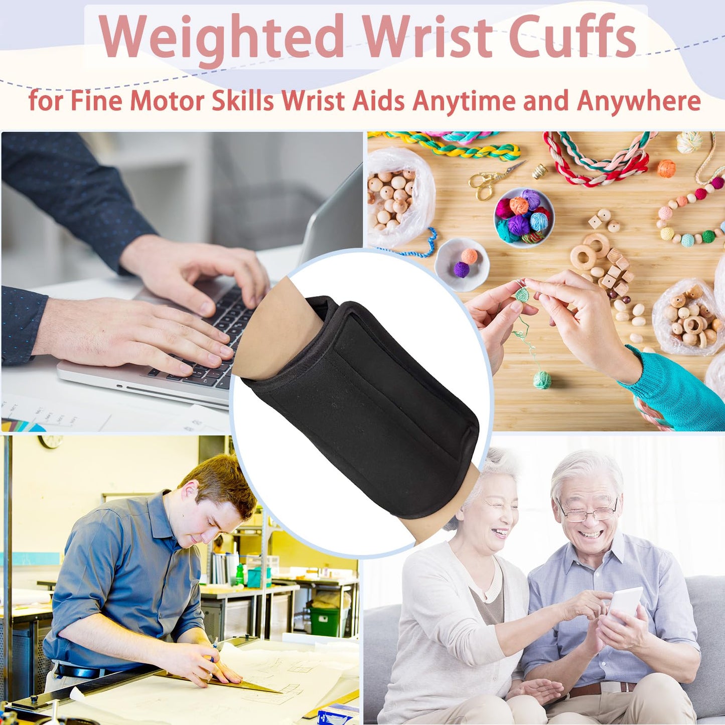 Okueejur Wrist Weights for Tremors Hand Weighted Utensils for Hand Tremors Perfect Writing Weights & Hand Strengthening Tools for Parkinson’s Essential Tremors Patients (1)