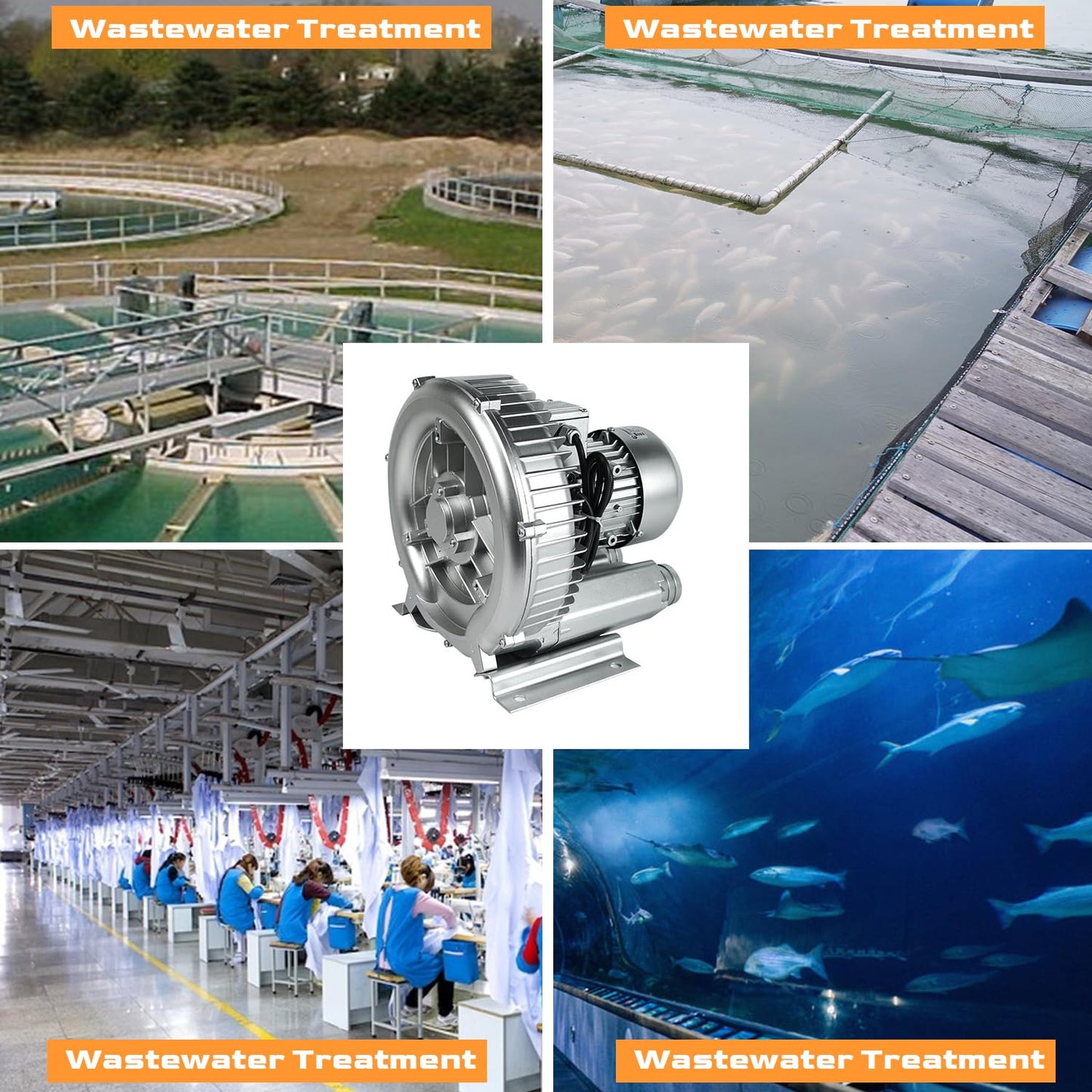 2HP Regenerative Blower 110-120V | 1.75 KW 150 CFM High-Pressure Industrial Vacuum Pump for Air Blowing Sewage Aeration Aquarium Fish Pond, Replace# 2LG510-7AA21 2LG5107AA21