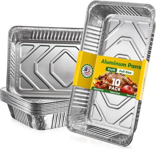 Extra Heavy Duty Aluminum Pans by [Brand Name] - 21x13 Full Size Disposable Baking Pans | 10 Pack for Cooking & Roasting