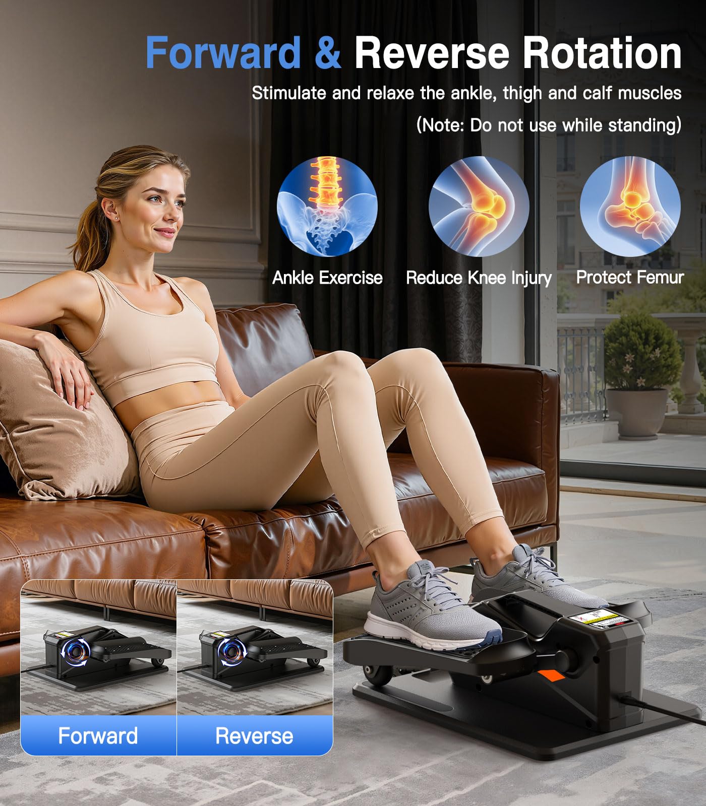Portable Under Desk Elliptical Machine with Wireless Remote. 12 Manual & 3 Automatic Speeds. Pedal Ellipse Leg Exerciser. Leg Exerciser While Sitting for Seniors. Adults. Home. Office