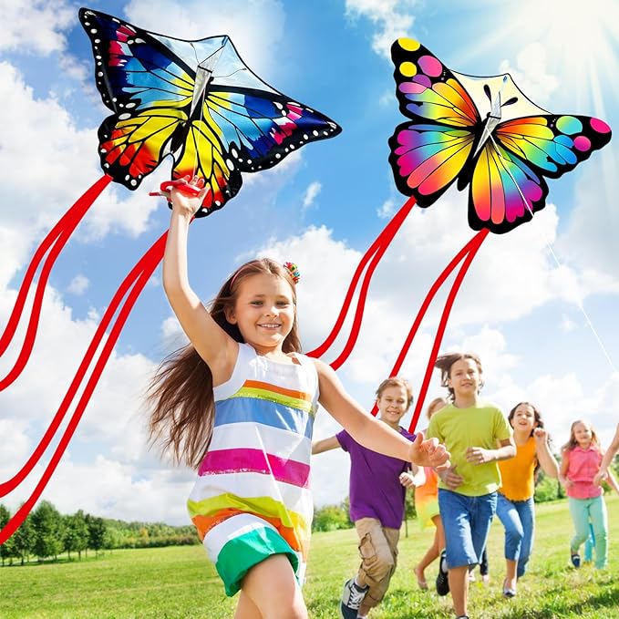 Colorful Butterfly Kites for Kids & Adults, Big Kids Kite Easy to Fly, Beach Kites for Adults, Perfect Family Kite for Parks and Outdoor Activities, 300ft String Handle Included