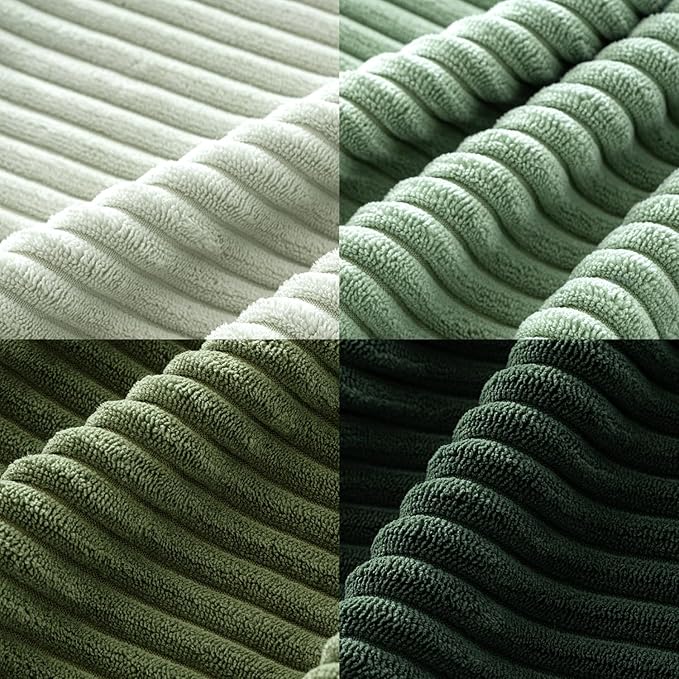 MIULEE Boho Farmhouse Sage Green Throw Pillow Covers 20x20 Inch Set of 4 Mordern Nordic Cushion Covers Soft Corduroy Spring Home Decor for Couch Bed Sofa Living Room Forest Green