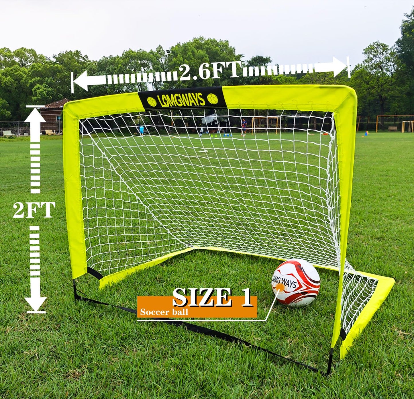 Soccer Goal for Backyard,Mini Soccer Goal with Size 1 Soccer Ball,Pump,Ground Stakes,Carry Bag, Perfect for Backyard,Court,Field,Easy Set up,Great for All Levels