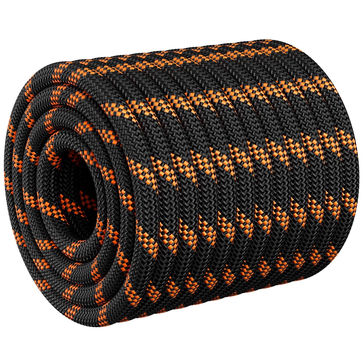 X XBEN Braided Polyester Arborist Rope 1/2 inch X 120ft, 48 Strands, 12 inner core,5174 LBS Breaking Strength Outdoor Ropes, Arborist Rigging Code for Rock Hiking Camping Swing Tree,Black Rescue,Black