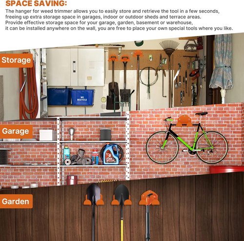 Flexi Rods Garage Organizer Wall Hanger - Versatile Tool Rack for Trimmers & Garage Tools | 1 Pack