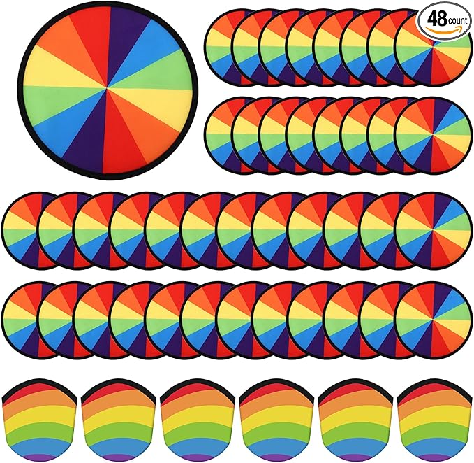 Gejoy Foldable Flying Disc Fans Bulk with Bags 9.8 Inch DIY Sublimation Handheld Cooling Fan Beach Flying Disc for Summer Outdoor Games Activities Birthday Wedding Party Favors