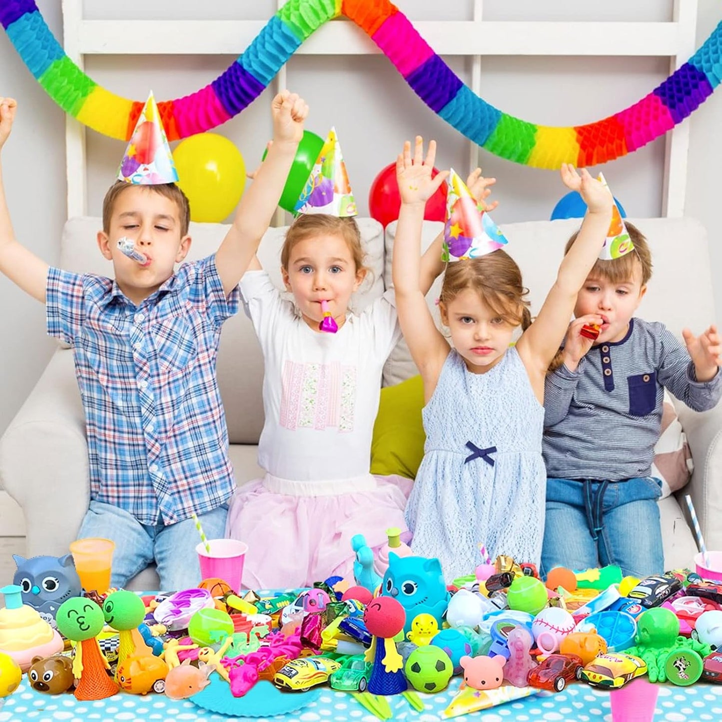 Skiennix Party Favors - 64 Pcs Small Toy Prizes for Kids | Easter Basket Stuffers & Classroom Rewards