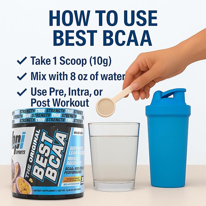 BPI Sports Best BCAA Powder - Muscle Recovery Support - Branched Chain Amino Acids | Building Blocks of Protein and Muscle - Post Workout Recovery ??Hydration - Passion Fruit, 30 Servings