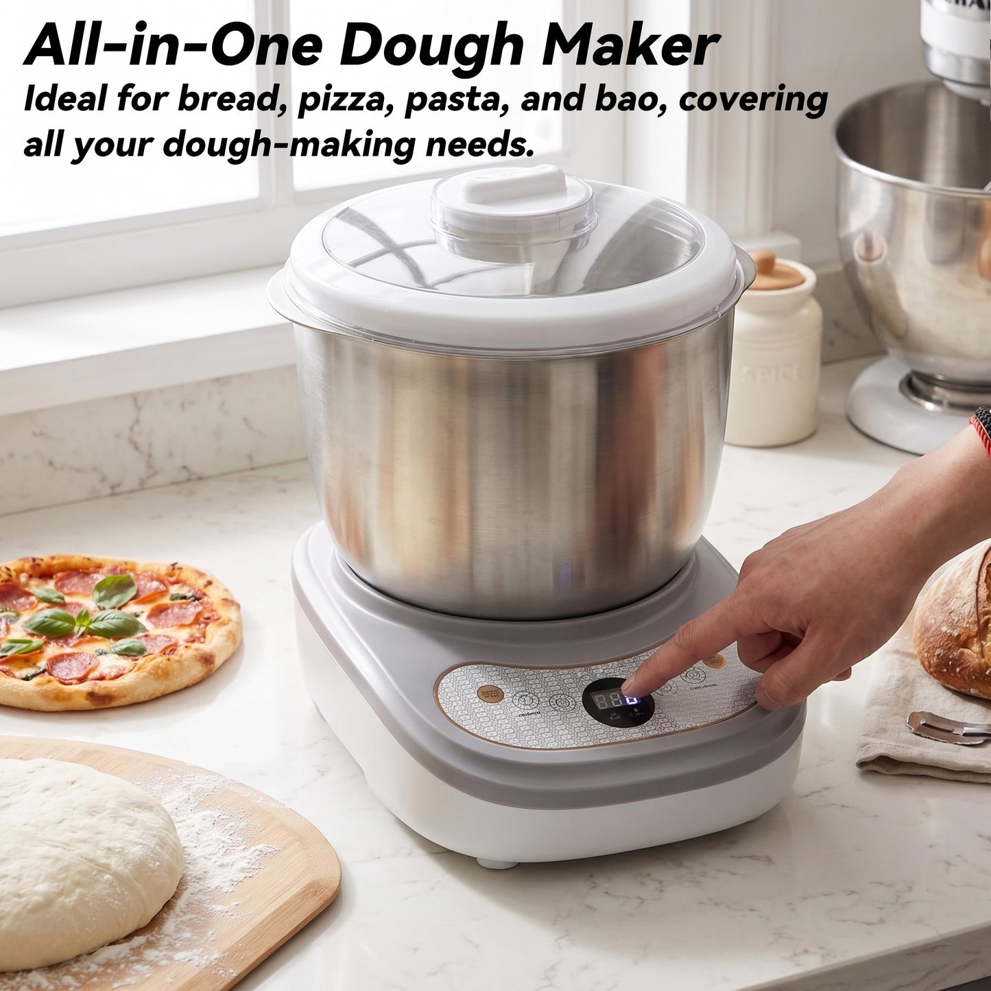 Dough Mixer with Fermentation Function, 5.3Qt Large Capacity Dough Maker for Bread, Pizza & Sourdough, Electric Dough Kneading Machine with Stainless Steel Bowl and Touch Control Panel