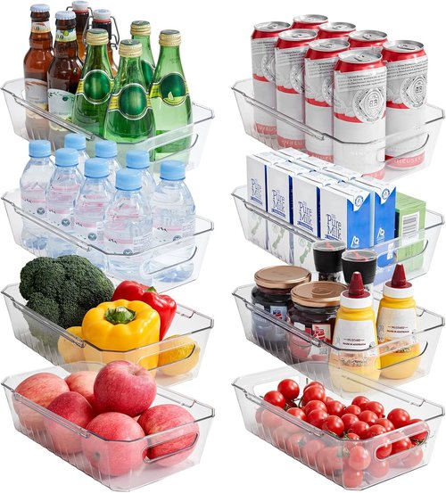 Lifewit Refrigerator Organizer Bins - 8-Piece Clear Storage Set for Kitchen & Pantry | BPA-Free Safety Design