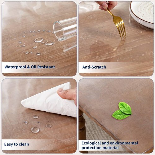 Eisdroma 42 x 78 Inch Clear Table Cover, 2mm Thick Clear Protector, Waterproof Table Pad for Dining Room, Kitchen, Office