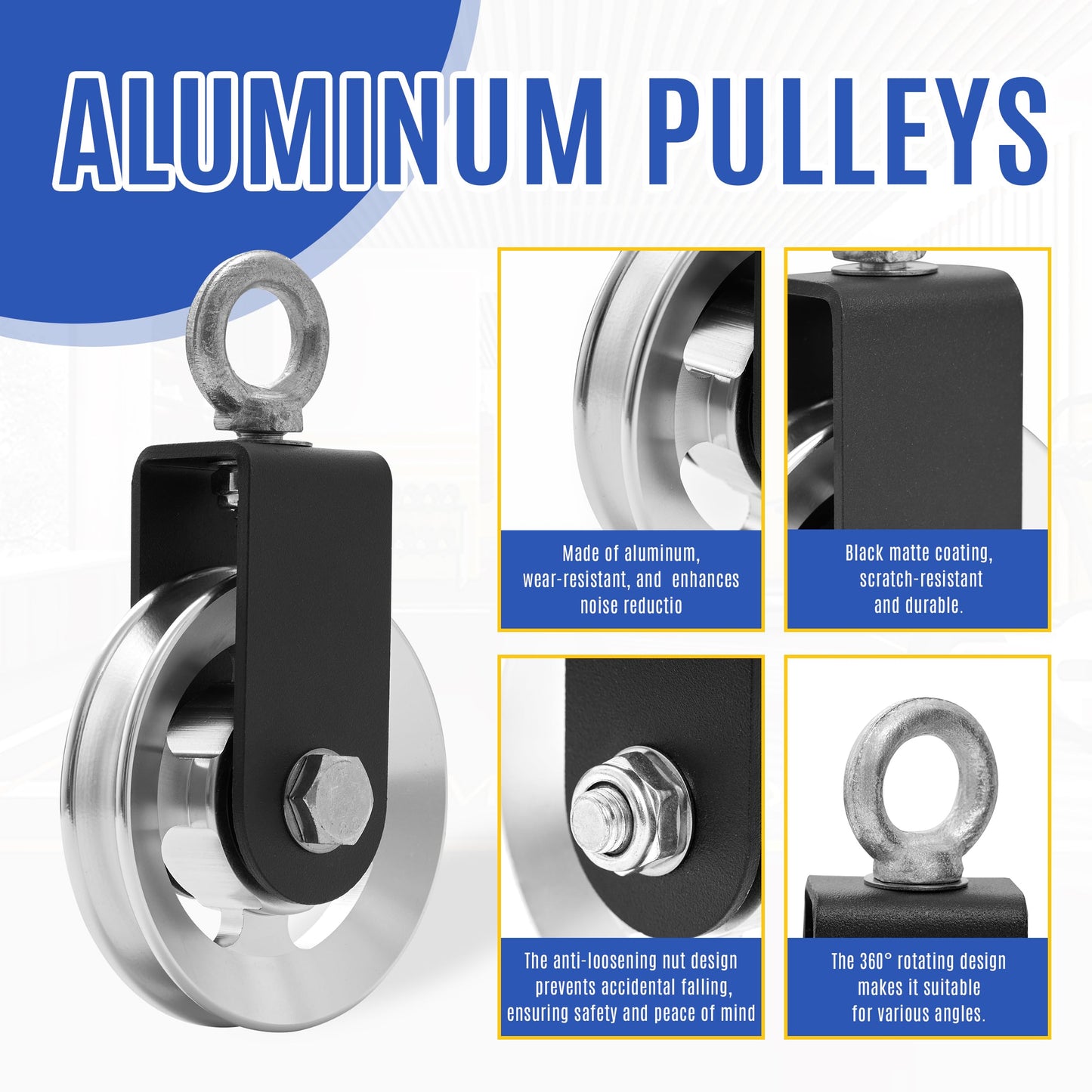 wantiekid Upgraded 90mm Aluminum Alloy Cable Pulley Wheel for Home Gym System, Heavy Duty with 600 LBS Max Load, Compatible with LAT Pulldown, Tricep Pushdown and Cable Machine Exercises（One Package）