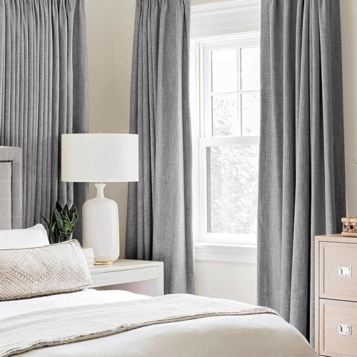 MIULEE Blackout Curtains - 100% Thermal Insulated Grey Linen Texture Drapes | 52x120 Inch (2 Panels)