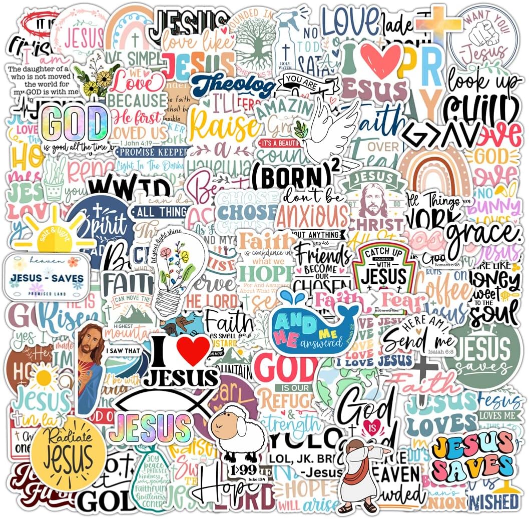 Skiennix 100 Pack Christian Stickers - Waterproof Vinyl Bible Verse Designs for Kids & Teens | Perfect for Water Bottles, Laptops, and Phone Cases