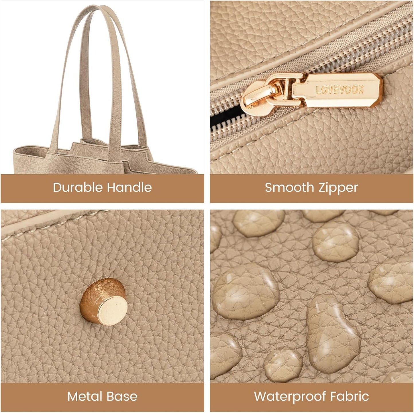 15.6 Inch LOVEVOOK Laptop Tote for Women - Faux Leather Laptop Bag with Clutch, Large Capacity Office Purse Computer